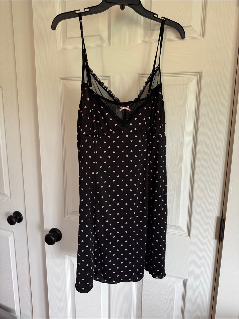 Secret Treasures Black Chemise with Pink Heart Print